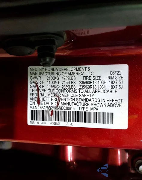 2022 Honda Cr-V Exl z USA, uszkodzony, nr VIN 7FARW2H86NE030645